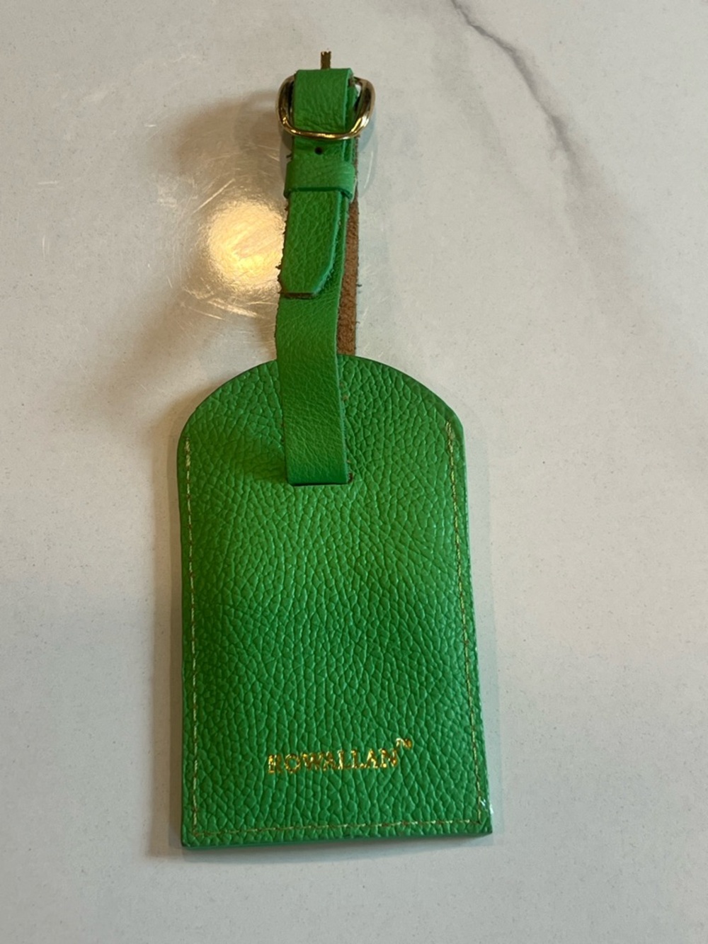 Genuine Rowallan Of Scotland Top Grain Leather Luggage Tag Green